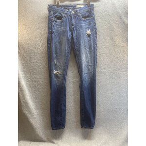 BLANK NYC Women 25/30 Skinny CLASSIQUE Distressed Blue Denim Dark JEANS Pant